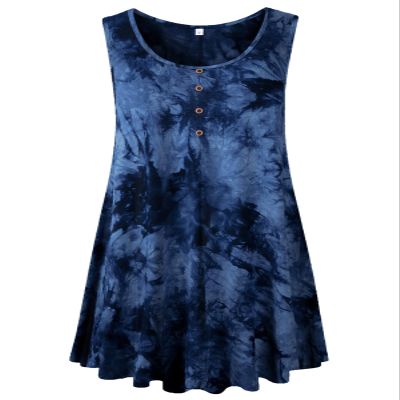 LARACE Tank Tops for Womens Summer Clothes Plus Size Sleevelss Tunic Button Down Shirts for Leggings(T09-DarkBlue 6X)