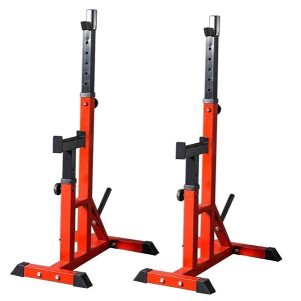 Fitness Equipment Strength Training Fitness Exercise Equipment Adjustable Squat Rack Dipping Station Barbell Rack Dip Stand Fitness Bench,Fat burning (Red) (Red)