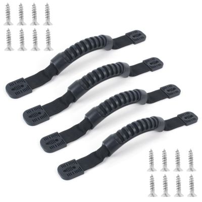 4 Pcs Kayak Carry Handles, 2-Hole Kayak Replacement Handles with Screws, Canoe Boat Side Mount Carry Handle, Boat Carry Handle Replacement Suitable for Kayaks Luggage Suitcase - Black