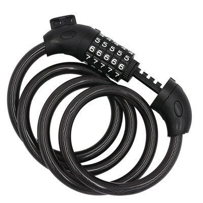 Finoti Bike Lock Motorcycle Helmet Lock 120cm 5 Digit Password Combination Bicycle Anti-Theft Steel Cable Alloy Lock Equipped with Lock Bracket,Black Lock