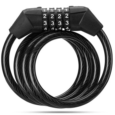 Finoti Mini Portable Bike Lock Motorcycle Helmet Lock 4 Digit Password Bike Combination Lock Bicycle Anti-Theft Bold Lock,Blue Lock (Color : Black)