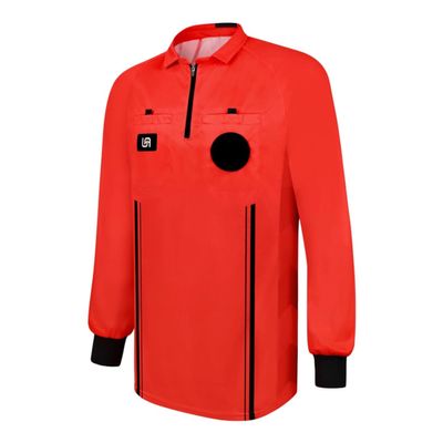 United Attire Elite Soccer Referee Jersey (Long Sleeve, Red, Medium)
