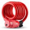 Finoti 150cm Bicycle Cable Lock 5 Colors Outdoor Cycling Anti-Shear Lock Safe Anti-Theft Moto Bicycle Steel Wire Chains Lock with Lock Bracket,Red Lock view 1