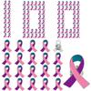 100pcs Pink Purple Teal Ribbon Awareness Pins Thyroid Cancer Awareness Enamel Lapel Brooches view 1