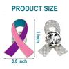 100pcs Pink Purple Teal Ribbon Awareness Pins Thyroid Cancer Awareness Enamel Lapel Brooches view 2