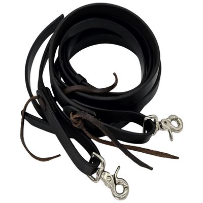 BlazingPaws Stallington Leather Roper Reins in Premium Top Grain Heavy Weight Harneto Leather (5/8" W x 6 Ft L, Black: Roper)