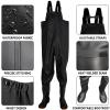 Aosethefrt Fishing Chest Waders and Waist Wader Pants for Men, Multifunction Waterproof PVC Lightweight Bootfoot Black Insulated Wading for Outdoors Saltwater Freshwater view 3
