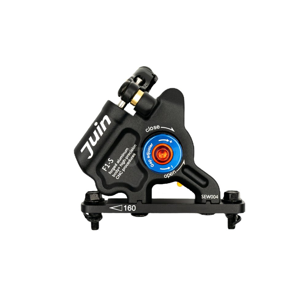Juin F1-S Hybrid Hydraulic Disc Brake Caliper, Mechanical/Hydraulic Disc Brake Kit, Black