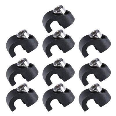 NUEAYMS 10 Pcs Black Plastic Bicycle Brake Housing Clips, Bike Fork Brake Hose Guides, C-Shaped Fixed Buckles, Bike Parts