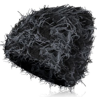 Chuarry Distressed Knitted Beanie Fuzzy Winter Hats Thick Warm Y2k Beanie Snow Knit Cap Skull for Women Men(Black and Gray,Regular Style)