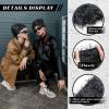 Chuarry Distressed Knitted Beanie Fuzzy Winter Hats Thick Warm Y2k Beanie Snow Knit Cap Skull for Women Men(Black and Gray,Regular Style) view 3