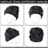 Chuarry Distressed Knitted Beanie Fuzzy Winter Hats Thick Warm Y2k Beanie Snow Knit Cap Skull for Women Men(Black and Gray,Regular Style) view 4