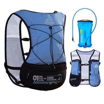 AWKSPORTS 5L Running Hydration Vest Backpack for Men Women, Adjustable & Lightweight, Front & Back Pockets for Essential Storage (Blue with 1.5L Bladder)