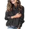 Bengbobar Turtleneck Sweater Women Black Loose Cable Knit Button Tunic Long Sleeve Cowl Neck Sweater for Women Casual Warm Stylish Fall Daily Wear Turtlenecks for Women-2XL view 1