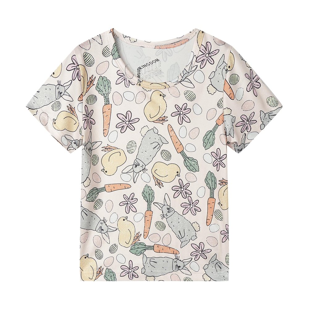 LittleSpring Easter Tshirts for Kids 3T Short Sleeve Tee Tops Girls Cute Rabbit Print T Shirt Holiday