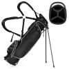 ULTIMATE Golf Stand Bag with 4-Way Top Dividers, Portable Ergonomic Golf Bag with 4 Zippered Pockets, Cooler Bag, Rain Hood and Dual Strap System, 3.5 LBS Lightweight for Men Women (Black) view 1