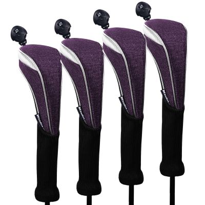 Andux 4 Pack Long Neck Golf Hybrid Club Head Covers with Dial No. Tag CTMT-03 Black/Fuchsia