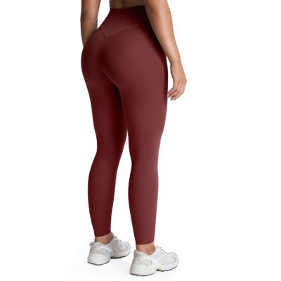 Aoxjox High Waisted Workout Leggings for Women Tummy Control Buttery Soft Yoga Metamorph Deep V Pants 26" (Rum Raisin, XX-Large)