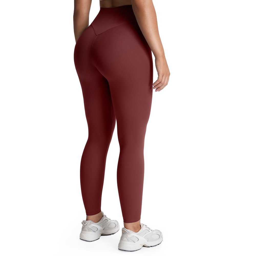 Aoxjox High Waisted Workout Leggings for Women Tummy Control Buttery Soft Yoga Metamorph Deep V Pants 26" (Rum Raisin, XX-Large)