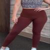 Aoxjox High Waisted Workout Leggings for Women Tummy Control Buttery Soft Yoga Metamorph Deep V Pants 26" (Rum Raisin, XX-Large) view 2