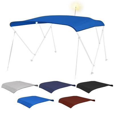 Fuprosico Bimini Top Replacement Canvas with Light Hole for Boat, 3 Bow 6L 73-78W Bimini Top Cover with Storage Boot, 900D Heavy Duty Waterproof Marine Polyester, Without Frame, Blue