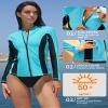 ATTRACO Plus Size Rash Guard for Women Rashguard Swimsuit Zip Long Sleeve Swim Tops 1X Aqua view 4