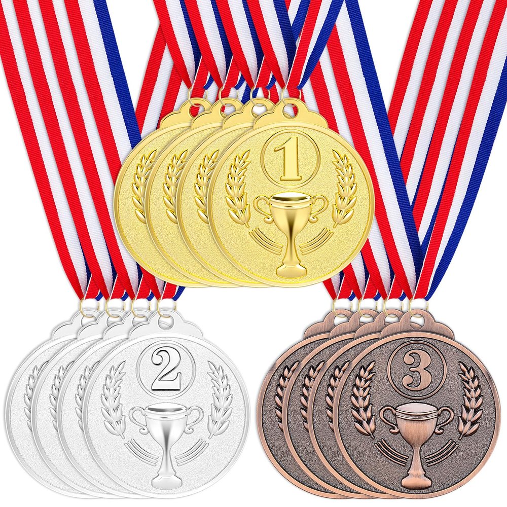 Petutu Award Medals 12 PCS Gold Silver Bronze Winner Medals 1st 2nd 3rd Prizes for Competitions, Party, Olympic Style, 2 Inches
