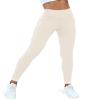 VOOVEEYA Curvy Womens Leggings, High Waisted Yoga Pants with Back Pockets, Tummy Control - Buttery Soft - Stretchy(Beige S) view 2