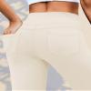VOOVEEYA Curvy Womens Leggings, High Waisted Yoga Pants with Back Pockets, Tummy Control - Buttery Soft - Stretchy(Beige S) view 4