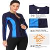 ATTRACO Women Plus Size Zip Rashguard Shirt Long Sleeve Swim Shirt UPF 50+ Swimwear 2X Navy view 4
