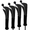 Andux 4 Pack Nylon Long Neck Golf Hybrid Club Head Covers with Dial No. Tag CTMT-03 Black/Black
