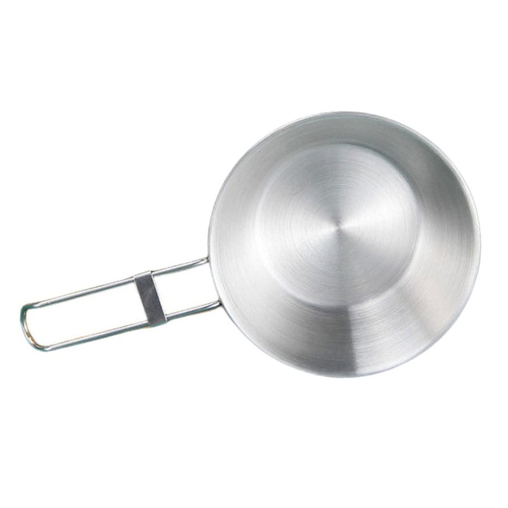 Yardwe 1set Stainless Steel Camping Bowls Folding Handle and Storage Bag Portable Outdoor Picnic Dish for Hiking Mountaineering and Camping Activities
