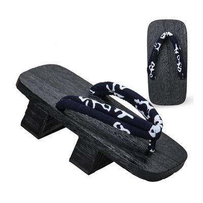 Men's Slippers,Flip-Flops Japanese Wooden Clogs Sandals Japan Traditional Shoes,Chinese Style Dragon Flower Summer Slippers,Double Toothed Wooden Clogs Male High Heels (Size:28CM,Color:Black)