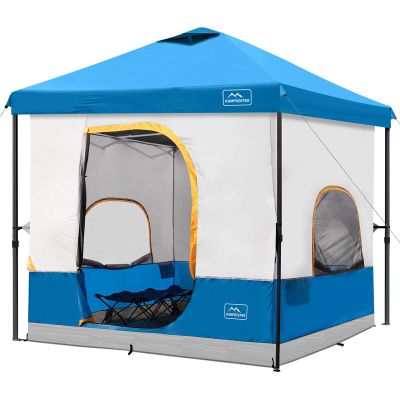 KAMPKEEPER 10x10 Pop Up Canopy with Camping Inner Tent, Waterproof Outdoor Shelter for Beach Trips, Hiking and Backpacking, Fits 6 Person, Light Blue