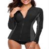 ATTRACO Womens Zip Long Sleeve Rashguard Top Plus Size Swimsuit UV Shirt Wetsuit Top 2X