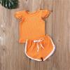 12 Month 5 Years Old Clothes 2PCS Toddler Baby Girl Clothes T Shirt Top Pants Shorts Summer Outfits (Orange, 3-4 Years) view 2