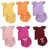 12 Month 5 Years Old Clothes 2PCS Toddler Baby Girl Clothes T Shirt Top Pants Shorts Summer Outfits (Orange, 3-4 Years) view 3