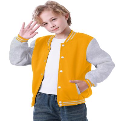 Kids Boys Varsity Jacket Baseball Jacket Casual Sport Cardigan Sweatshirt Youth 2-13 Year