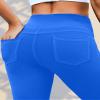 VOOVEEYA Curvy Womens Leggings, High Waisted Yoga Pants with Back Pockets, Tummy Control - Buttery Soft - Stretchy(Classic Blue S) view 4
