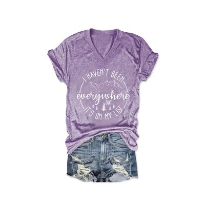 I Haven'T Been Everywhere But It's On My List Hoodie V-Neck Tee Shirt I Havent Been Everywhere But Its On My List Sweatshirt Fun Vneck Tee Shirts Women Purple