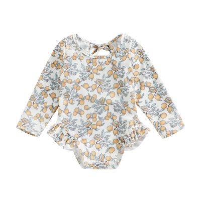 Covvoliy Infant Baby Girl Swimsuit One Piece Long Sleeve Zip Swimwear Bathing Suit Beach Wear (White, 18-24 Months)