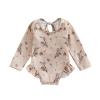 Covvoliy Infant Baby Girl Swimsuit One Piece Long Sleeve Zip Swimwear Bathing Suit Beach Wear (Apricot, 3-4 Years)