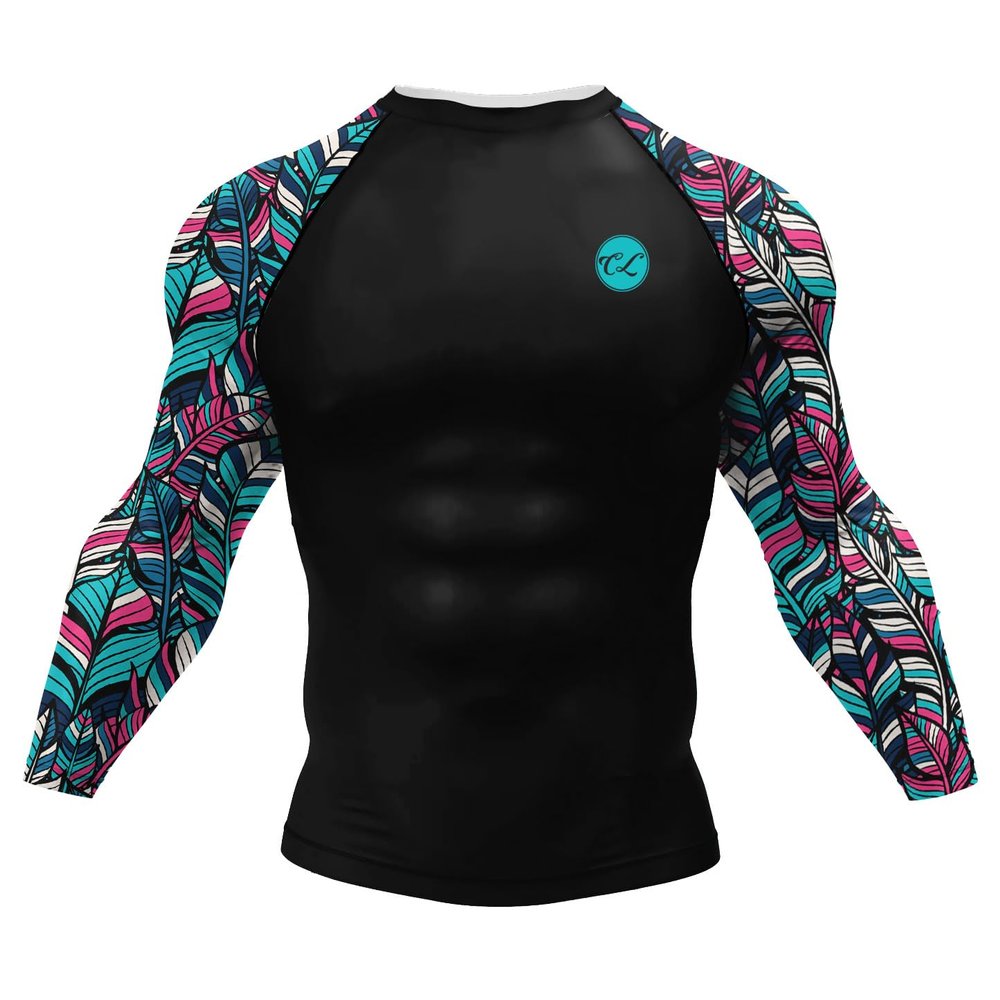 Red Plume Men's Sports Fitness Classical Raglan Long Sleeve Athletic Printing T-Shirt for Running, Fishing, Hiking