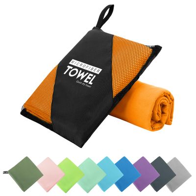 ZIUDBOC Microfiber Travel Towel, Soft Lightweight Quick Dry Towel, Super Absorbent Compact Travel & Sports & Beach Towels for Camping, Backpack, Gym, Swimming, Yoga, Hiking (XL:30"60" -Orange)