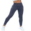 VOOVEEYA Curvy Womens Leggings, High Waisted Yoga Pants with Back Pockets, Tummy Control - Buttery Soft - Stretchy(Grey Blue 2XL) view 2