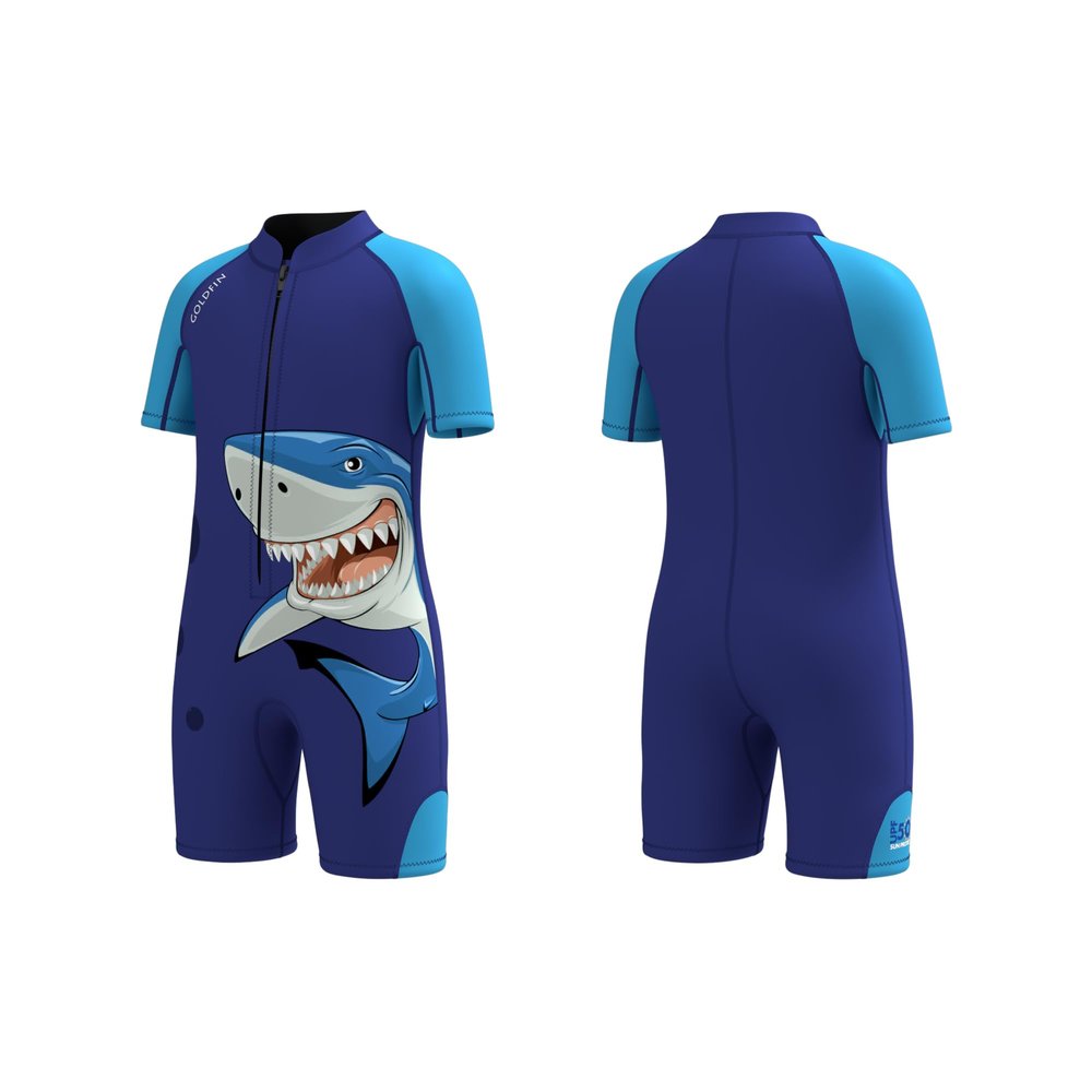 Goldfin Kids Wetsuits for Boys Girls, 2mm Toddler Shorty Wetsuit Youth Neoprene Suit Front Zip Keep Warm for Water Aerobics Diving Surfing Swimming
