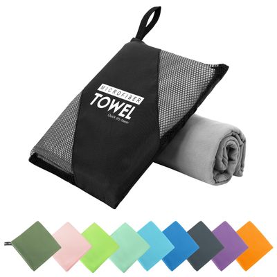 ZIUDBOC Microfiber Travel Towel, Soft Lightweight Quick Dry Towel, Super Absorbent Compact Travel & Sports & Beach Towels for Camping, Backpack, Gym, Swimming, Yoga, Hiking (M:20"40" -Gray)