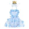 1st Birthday Girl Outfit, One Year Old Birthday Outfit Girl, First Birthday Outfit Toddler Infant Princess Love Heart Flower Tutu Tulle Backless Romper Dress With Crown Headband Light Blue 6-12 Months view 1
