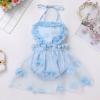 1st Birthday Girl Outfit, One Year Old Birthday Outfit Girl, First Birthday Outfit Toddler Infant Princess Love Heart Flower Tutu Tulle Backless Romper Dress With Crown Headband Light Blue 6-12 Months view 2