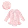 Covvoliy Infant Baby Girl Swimsuit One Piece Long Sleeve Zip Swimwear Bathing Suit Beach Wear (Light Pink, 9-12 Months)